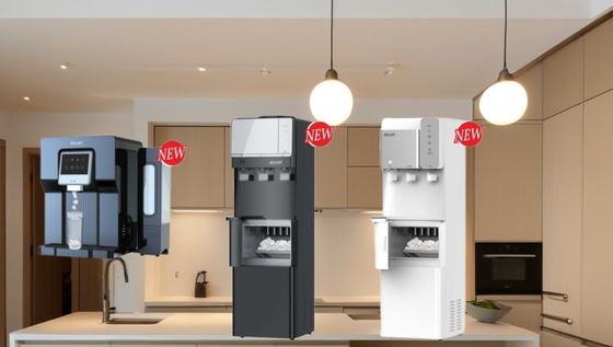 Dispensateur d'eau chaude et froide par tuyauterie avec installation de support et refroidissement par compresseur